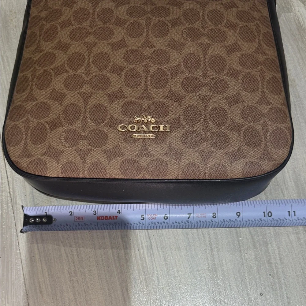 Coach Signature Ellie File Tan and Black Shoulder Bag